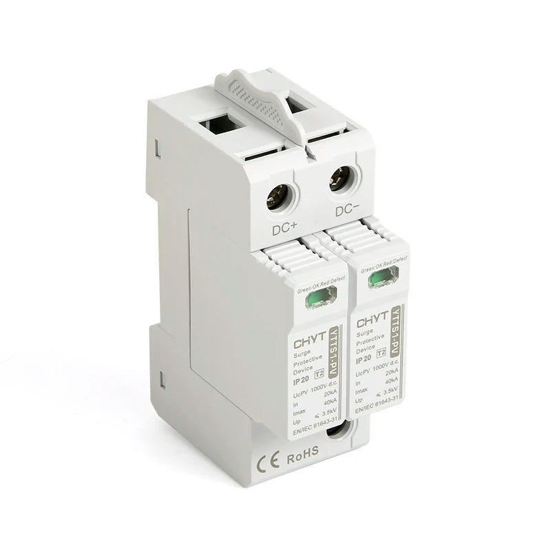 XIONGISOLAR DC SPD Surge Protective Device 600V 1000V 2P 20KA-40KA Voltage Protector Solar PV Photovoltaic Lightning Arrester