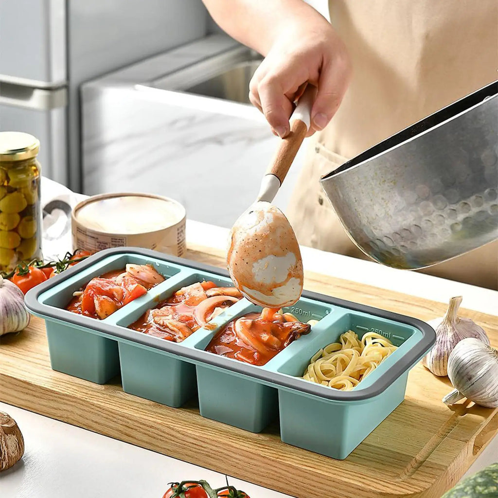 Silicone Freezer Tray Mold with Lid Storage Box Food Box Ice Cubes Tray Mold Storage Containers for Soup Broth Meal Prep