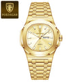 POEDAGAR Square Luxury Men's Wristwatch Luminous Waterproof Stainless Steel Male Clock Week Date Original Quartz Watches For Men
