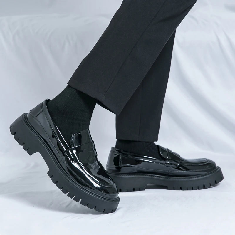STRONGSHEN Men Leather Shoes Casual Luxury Brand Formal Loafers Moccasins Italian Fashion Slip on Thick-soled Shoes Driving Shoe