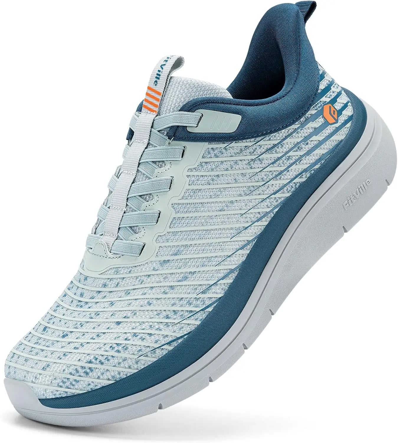 FitVille Wide Fit Men'S Walking Shoes Breathable Lightweight Shock Absorption Sneakers With Arch Support For Flat Feet