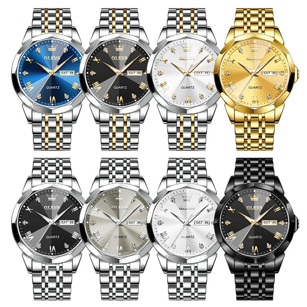 OLEVS 9931 Top Brand Men's Watches Calendar Waterproof Stainless steel Luminous Watch Business Men Wristwatch