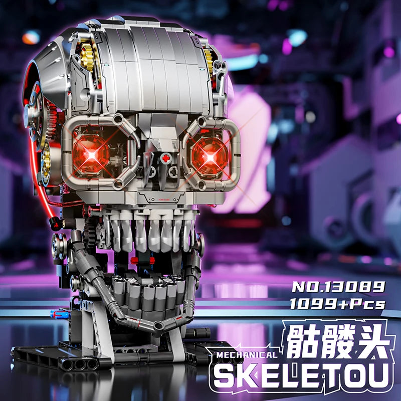 MJ BLOCK Skull Building Blocks Mechanical Model Educational DIY Desktop Decoration Toy Holiday Gift for Kids Adults,1099 Pieces