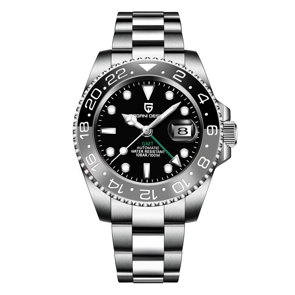 PAGANI DESIGN 2026 40MM Luxury Men GMT Automatic Machinery Watch Ceramic Bezel Jubilee Strap Sapphire Waterproof Watches for men