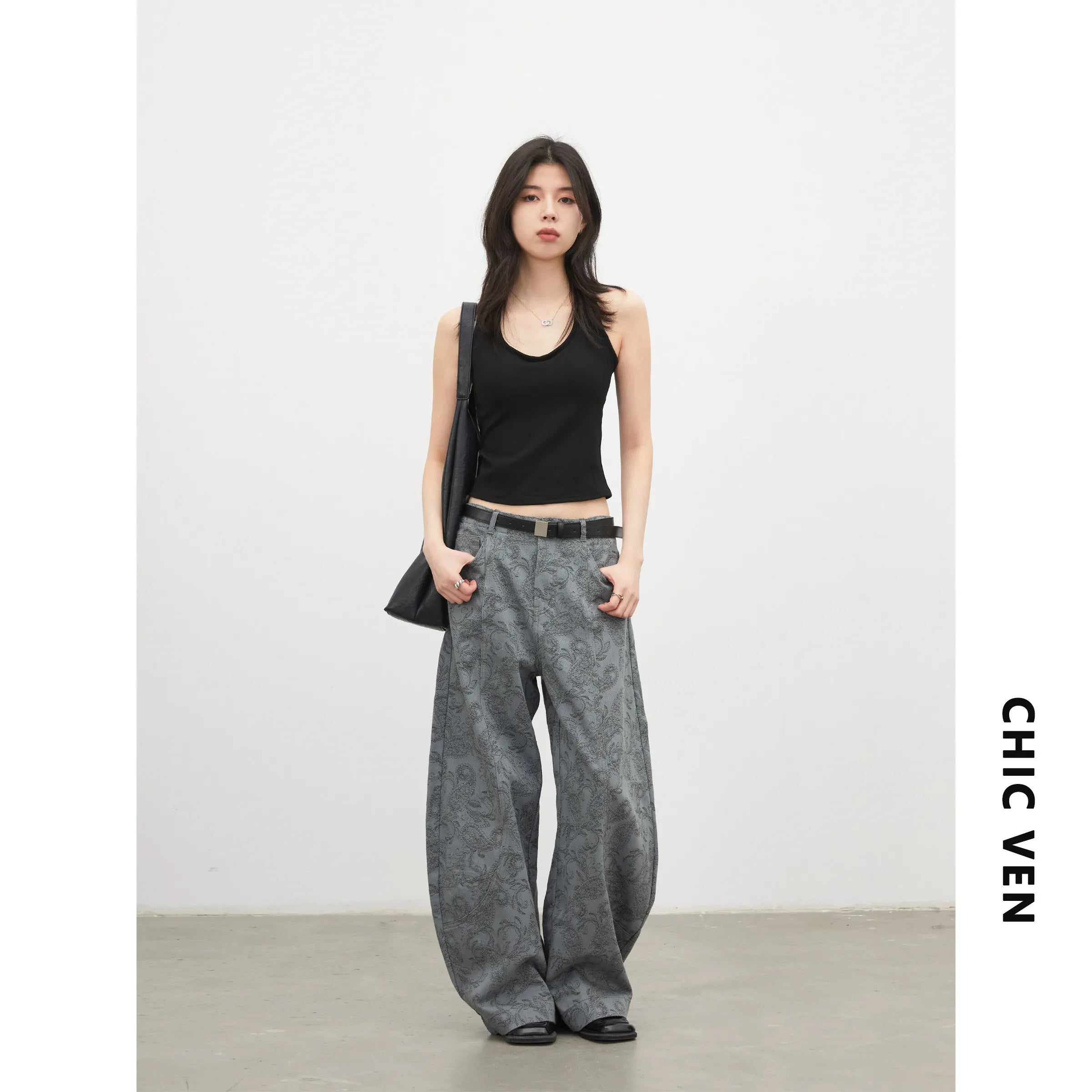 CHIC VEN New Women Jeans Loose Casual High Waist Wide Leg Denim Pants Paisley Female Trousers Spring Autumn 2026