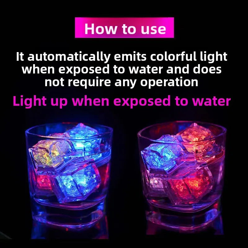 6PCS Colorful Bathtub Light Up Toy Luminous LED Ice Cube Party Supplies Waterproof Glowing Cube Kids Bath Toy Birthday Xmas Gift