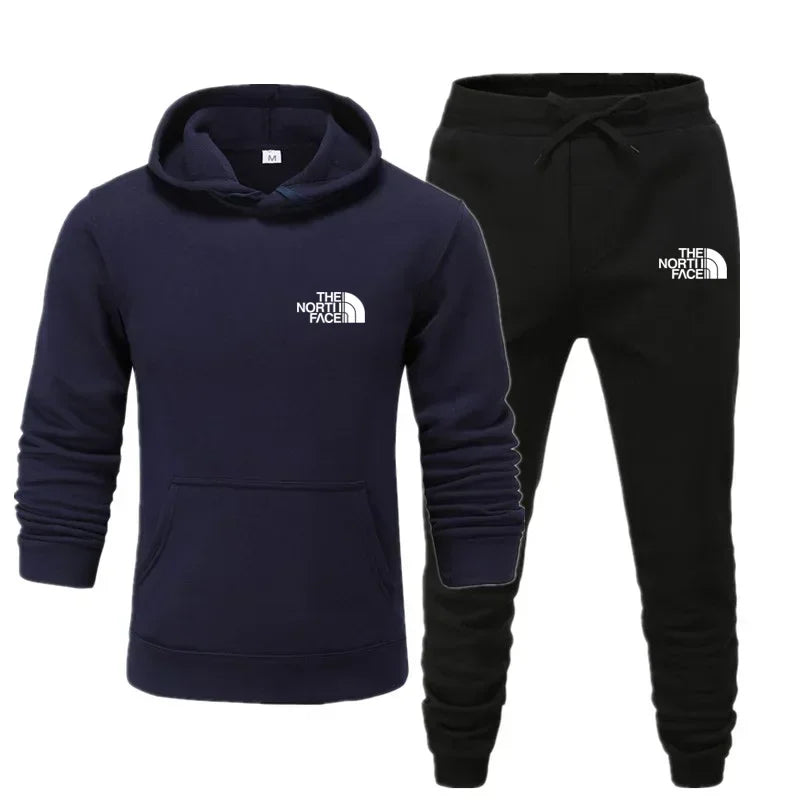 Autumn and winter printed men's and women's fashionable casual sportswear outdoor fitness jogging set hooded sportswear pants