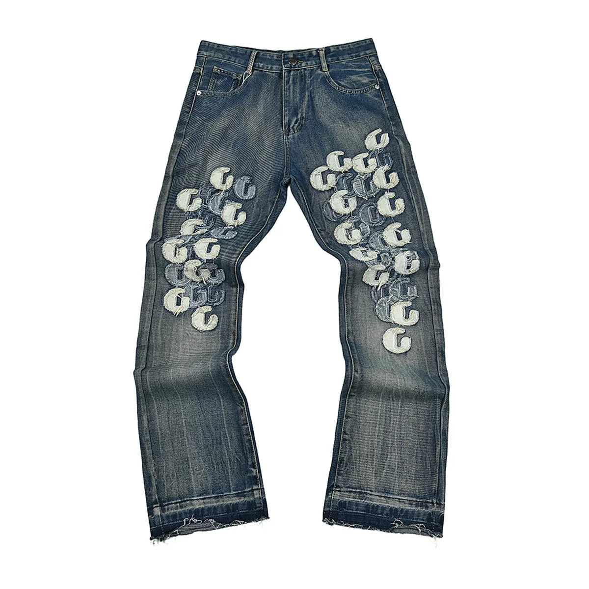 High Street Ink Painted Washed Black Baggy Jeans for Men Straight Vintage Loose Casual Denim Trousers Oversized Ropa Hombre Jean