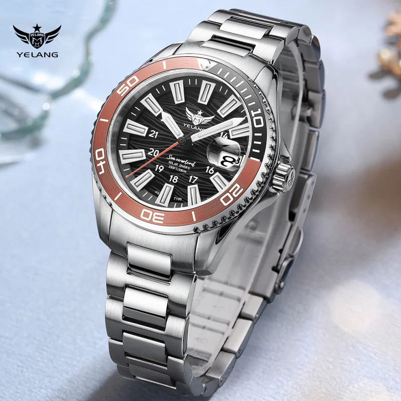 Yelang V1214 woman watch Japan VS37 solar-powered watch 36mm Women Fashion Sapphire swiss luminous 100M Waterproof Watch