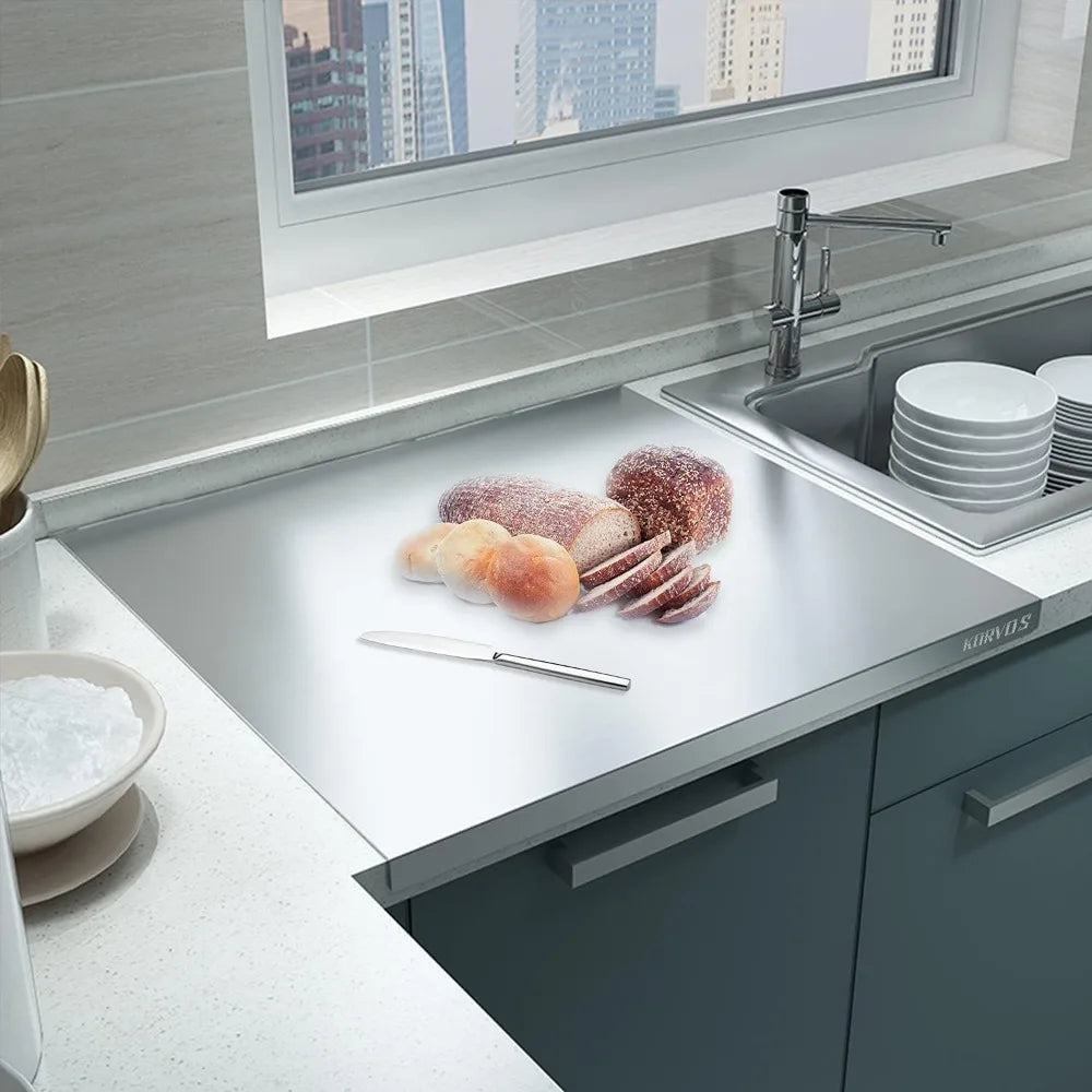 This Stainless Steel Kitchen Cutting Board Is Easy To Clean, Double-sided and Versatile Suitable for Handling Kitchen Vegetables