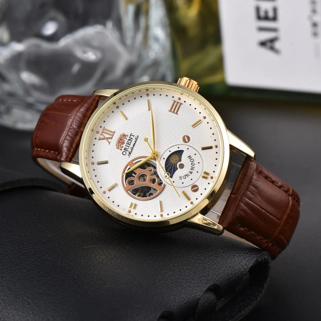 Orient Series Sports Sun, Moon, and Stars Skeleton Mechanical Men's Sports Watch Full Functionality World Time