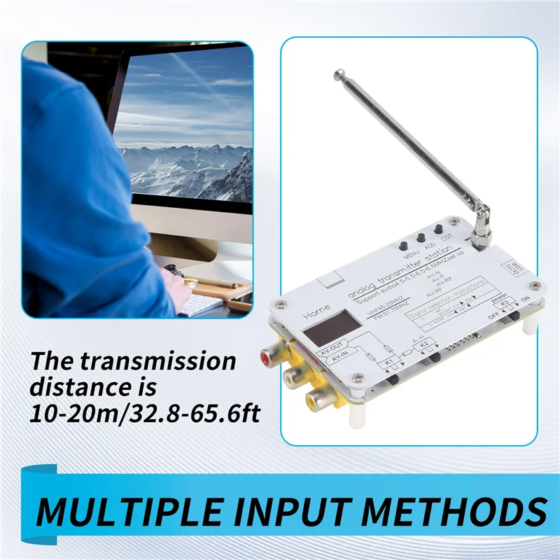 For Hamgeek White Analog TV Signal Transmitter Home Analog TV Transmitter With OLED Display Supports Global Tvs-AU47