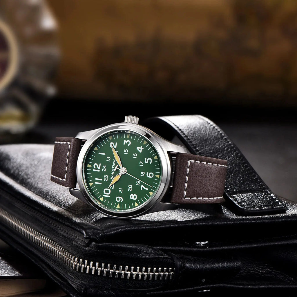 2025 New Rollstimi Retro pilots Watch Top Luxury Quartz Watch For Men Leather Waterproof Luminous Multifunctional Wristwatch Men