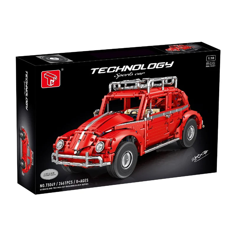 IN STOCK T5049 MOC Technical 1:10 RC Retro Beetle Sports Car Building Blocks Bricks Assembling Toys for Boys Christmas Gift Set