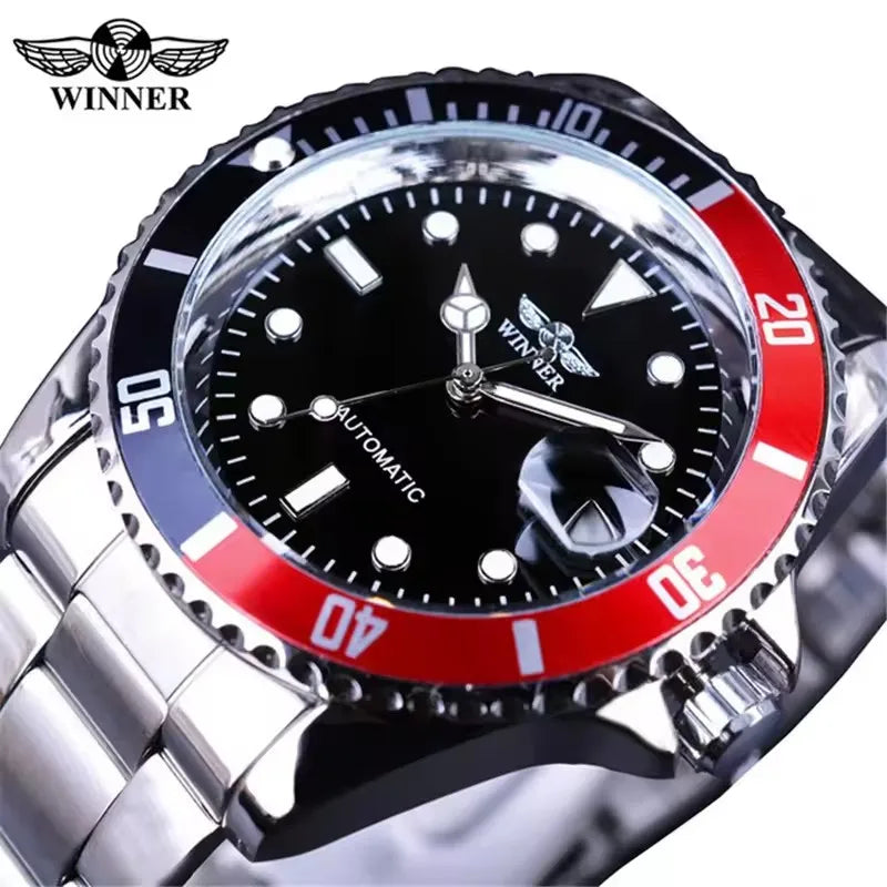 WINNER 002 Fashion Accessories Men's Automatic Mechanical Watch Luxury Calendar Night Light Leisure Men's Watch reloj hombre