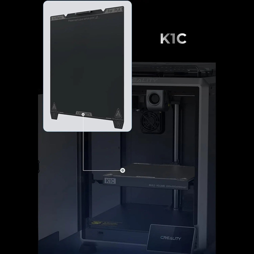 Creality K1C Smooth PEI Build Plate Kit 3D Printer Heat and Wear Resistance Spring Steel Plateform Print Bed with Wipe Nozzle