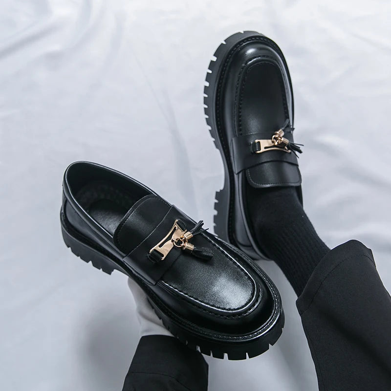 New Platform Leather Shoes Men Classic Leather Loafers Man Party Social Derby Men's Dress Formal Shoes Casual Business Brogues