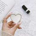 Makeup Mirror Heart-Shaped Phone Holder Back Sticker Folding Desktop Rotating Sticker Lazy Mirror Support Ins