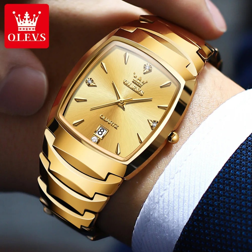 OLEVS 7006 Men's Watches Top Brand Luxury Original Quartz Wacth for Man Waterproof Tungsten Steel Case Strap Luminous Date Reloj