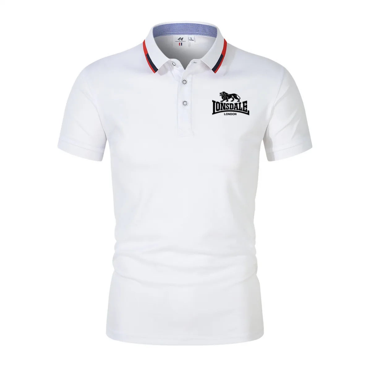 LONSDALE Stylish Letter Print Polo Shirt, Men's Casual Collared Short-Sleeve Shirt, Harajuku Style Loose Fit Top