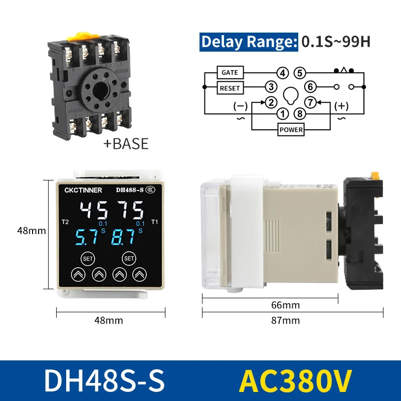 New DH48S Digital Delay Time Relay Precision Programmable Cycle DH48S-S 1Z 2Z Series AC220V DC24V DC12V With Socket Base