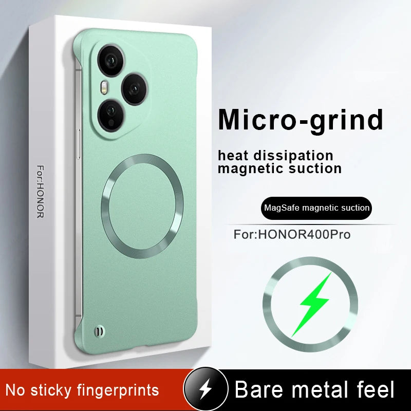 For Honor 400 Pro Ultra Thin Metallic Paint Frameless Hard PC Case for Honor400 400pro Magnetic for Magsafe Protection Cover