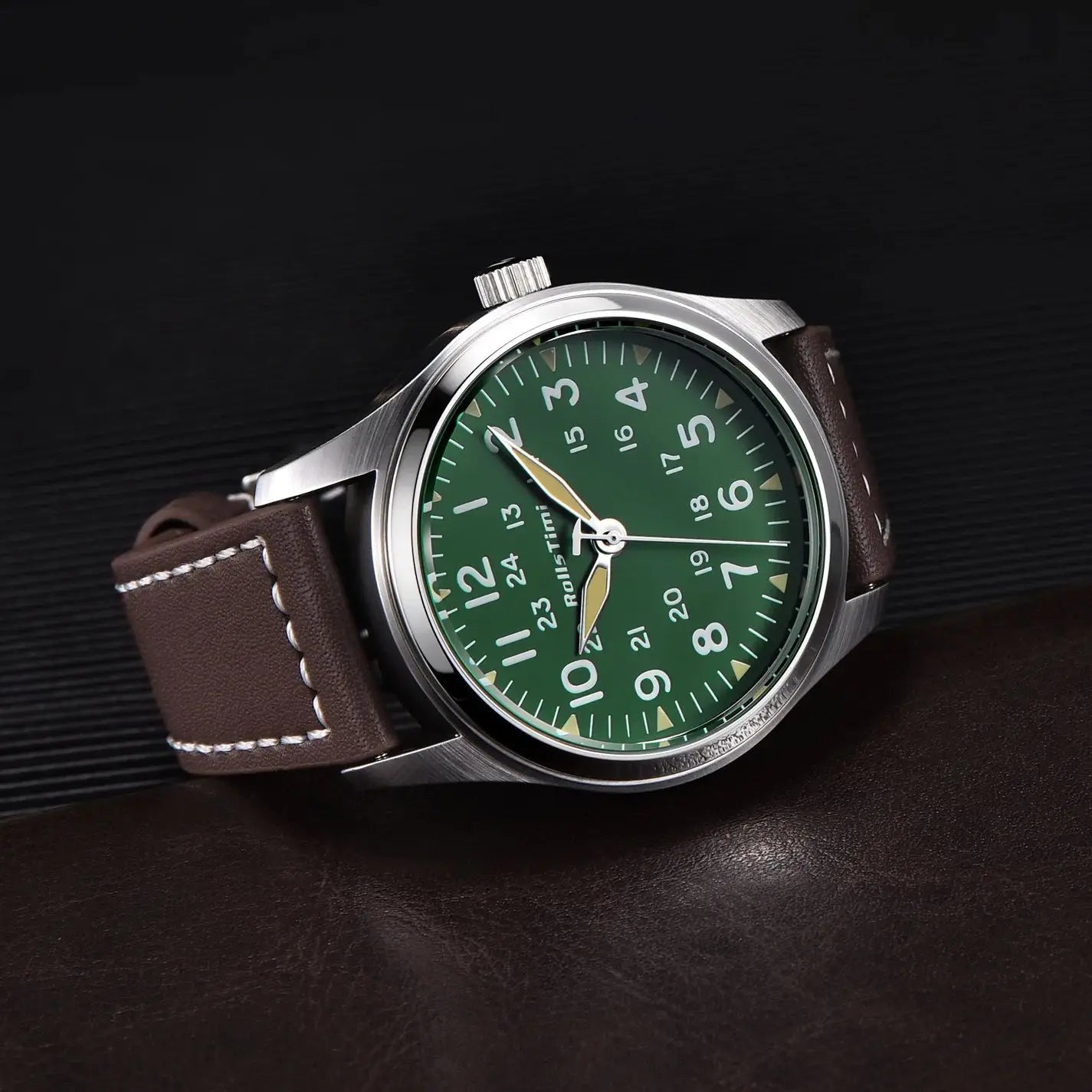 2025 New Rollstimi Retro pilots Watch Top Luxury Quartz Watch For Men Leather Waterproof Luminous Multifunctional Wristwatch Men