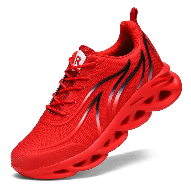 Fashion Running Shoes Men Flame Printed Sneakers Knit Athletic Sports Blade Cushioning Jogging Trainers Lightweight Casual Shoes