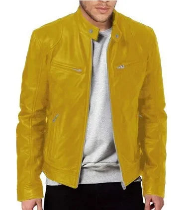 New Men's Clothing Men Leather Coat Stand Collar Punk Motorcycle Leather Jacket Spring Summer Fashion