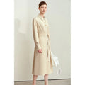 Amii Minimalism Dresses for Woman 2025 Autumn New Lapel with Belt Slim Midi Dresses Fashion Office Lady Woman Clothing 12443045