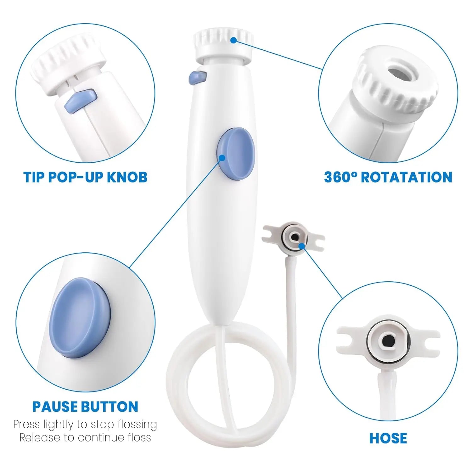 Replacement Hose Handle Parts Compatible with Waterpik Water Flosser WP-100 WP-140 WP-150 WP-900 Series Oral Irrigator Accessori