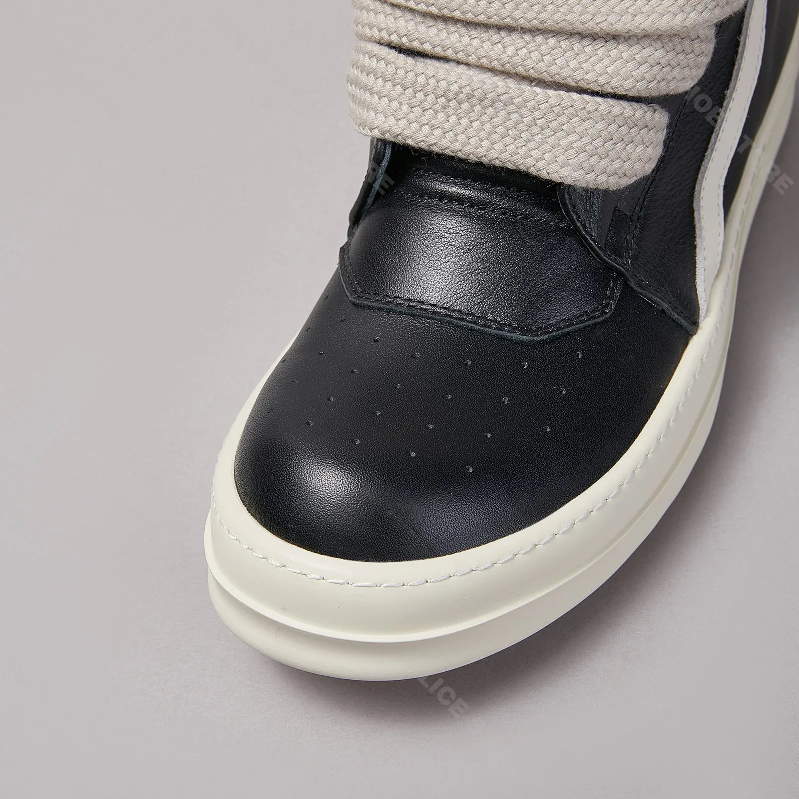 Brand Classic Casual Men Shoe High Top Women Sneaker Jumbo Laces Ankle Boot Geobasket Punk Black Leather Zip Flat Luxury Shoe
