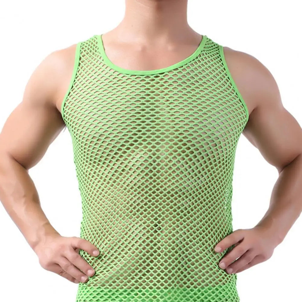 Men Vest Undershirt Gay clothing Nylon Mesh Shirt See Through Sheer Long Sleeves T Shirts Sexy Transparent Shirt Underwear