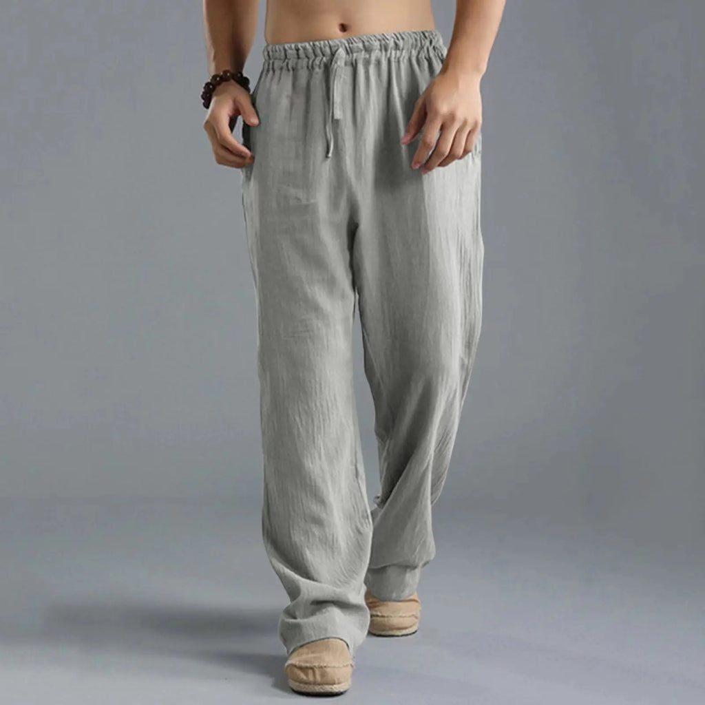 2026 New Men's Cotton Linen Pants Male Autumn New Breathable Solid Color Linen Trousers Fitness Streetwear S-5XL