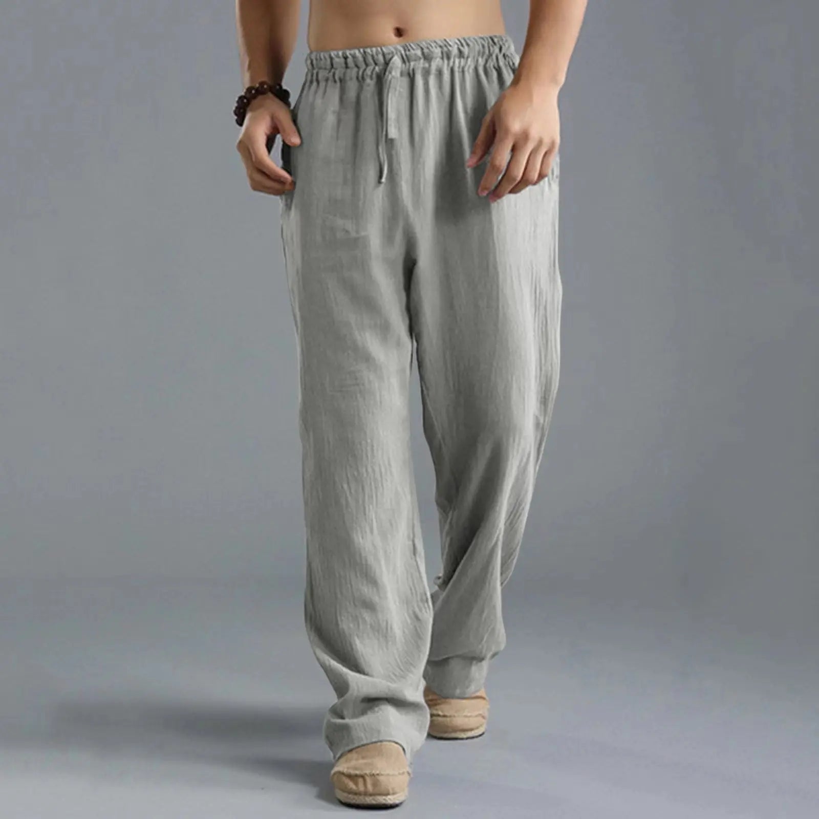2026 New Men's Cotton Linen Pants Male Autumn New Breathable Solid Color Linen Trousers Fitness Streetwear S-5XL