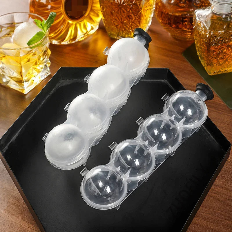 4-Hole Ice Cube Makers Round Ice Hockey Mold Whisky Cocktail Vodka Ball Ice Mould Bar Party Kitchen Accessories Ice Ball Tools