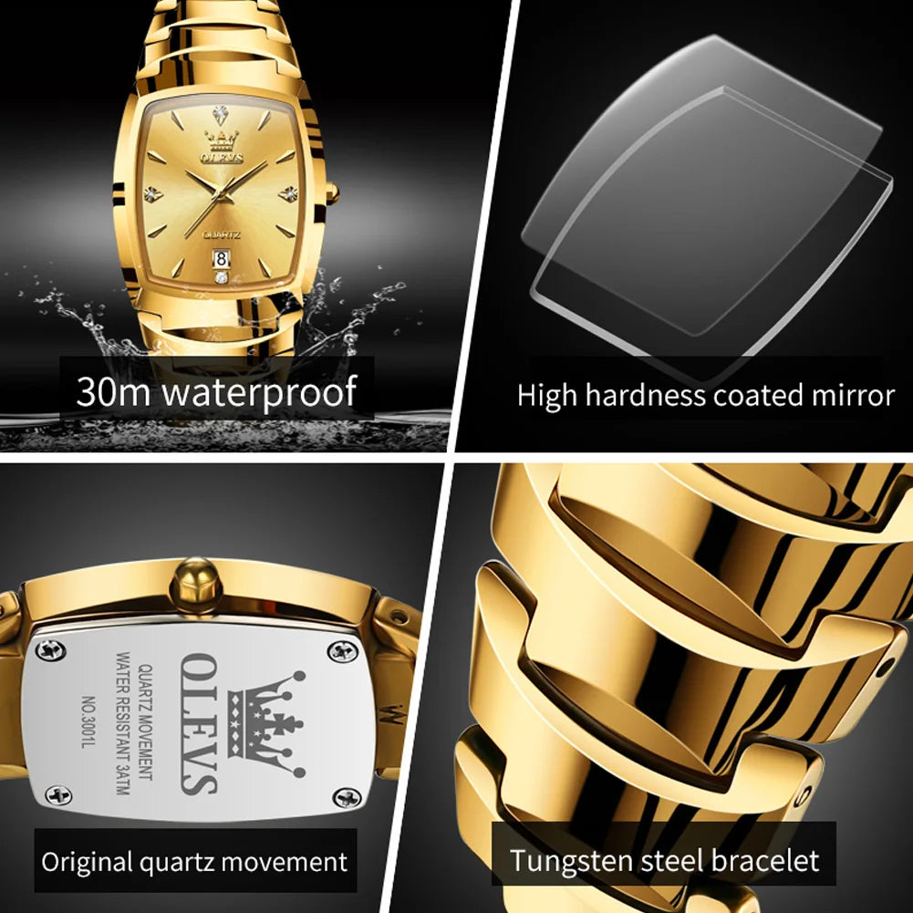 OLEVS 7006 Men's Watches Top Brand Luxury Original Quartz Wacth for Man Waterproof Tungsten Steel Case Strap Luminous Date Reloj