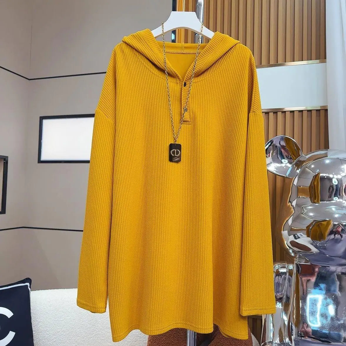 2023 Spring Autumn New Fashion Hooded Button Long Sleeve Hoodies Women Casual Loose Thin Style All-match Mid-length Pullovers