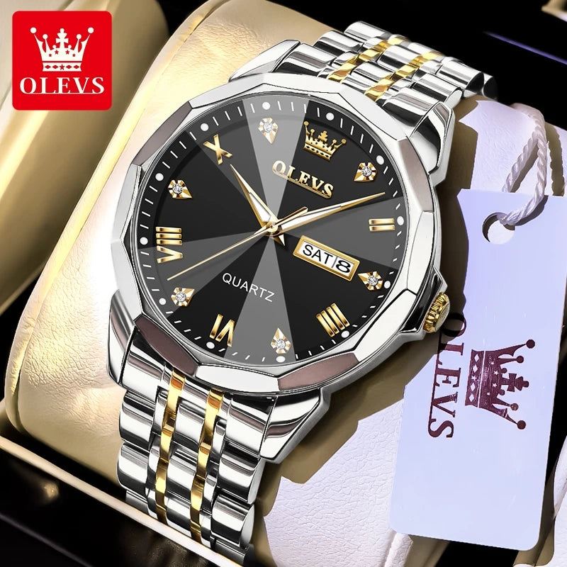 OLEVS 9931 Top Brand Men's Watches Calendar Waterproof Stainless steel Luminous Watch Business Men Wristwatch