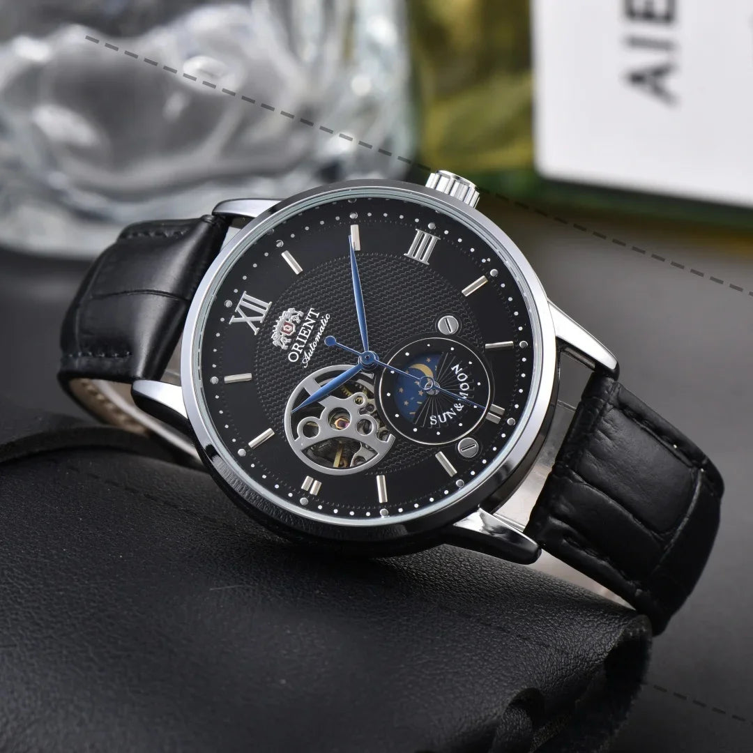 Orient Series Sports Sun, Moon, and Stars Skeleton Mechanical Men's Sports Watch Full Functionality World Time