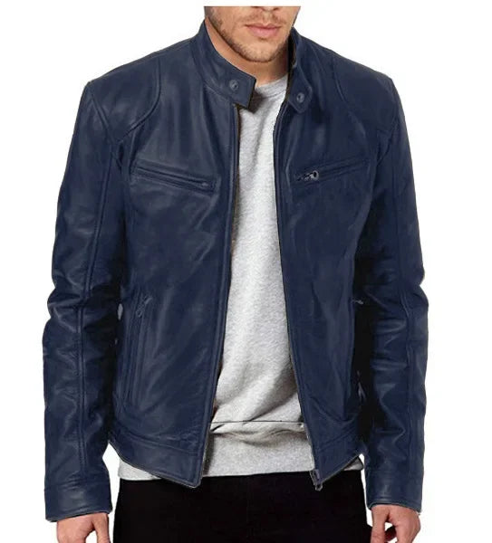 New Men's Clothing Men Leather Coat Stand Collar Punk Motorcycle Leather Jacket Spring Summer Fashion