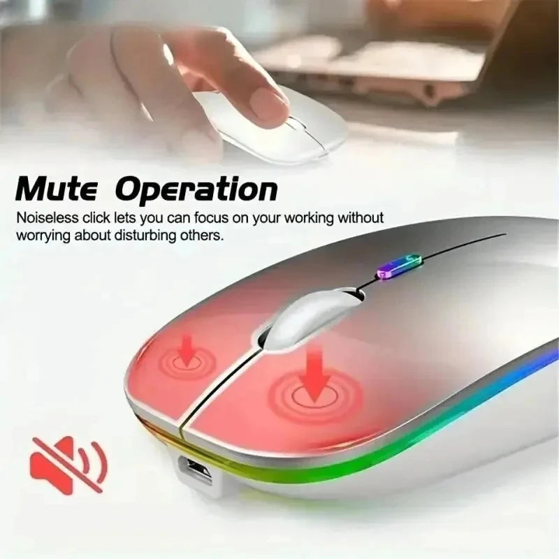 HOMEFISH PHONEPACE Dual Mode Wireless Mouse Bluetooth 2.4G Rechargeable Silent LED Backlit Optical Mice for Laptop PC Computer