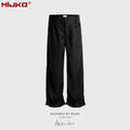MIJKO Stripe Printed Spliced Suit Trousers Men and Women Casual Straight Pants 2025 New