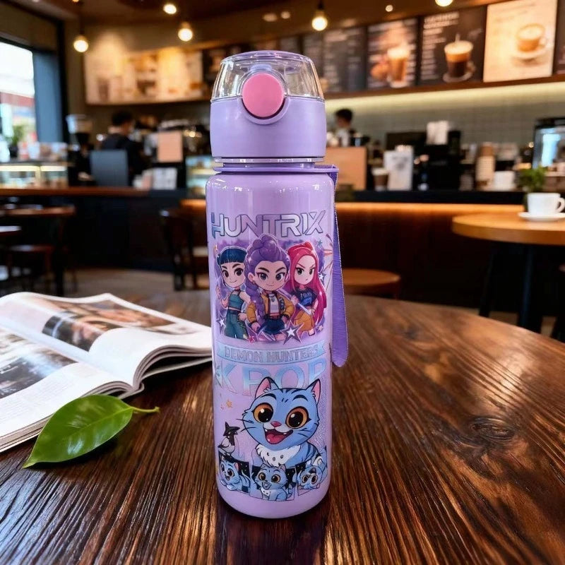 700ML Anime Cartoon Straw Cup K-POP Witch Hunt Large Capacity Tour Portable and Cute Plastic Water Cup for Children
