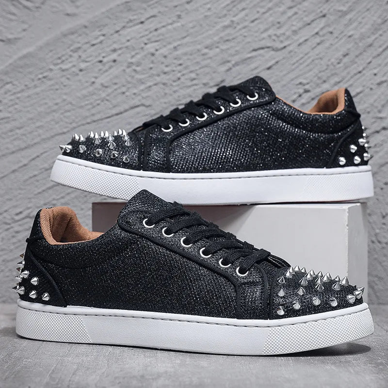 Shoes for Men Designer Punk Rivet Casual Sneakers Trend Men's Sport Vulcanized Shoes Male Sneakers Street Rock Skateboard Shoes