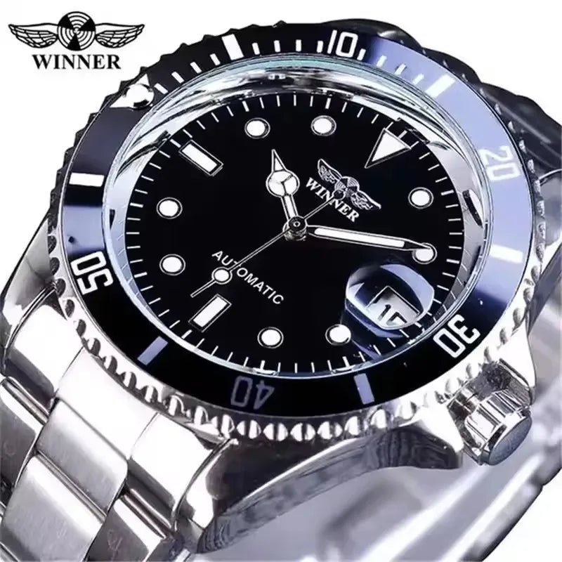 WINNER 002 Fashion Accessories Men's Automatic Mechanical Watch Luxury Calendar Night Light Leisure Men's Watch reloj hombre