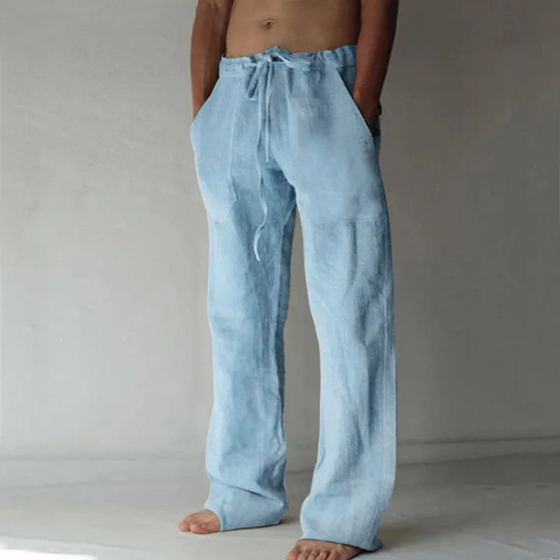 2026 New Men's Cotton Linen Pants Male Autumn New Breathable Solid Color Linen Trousers Fitness Streetwear S-5XL