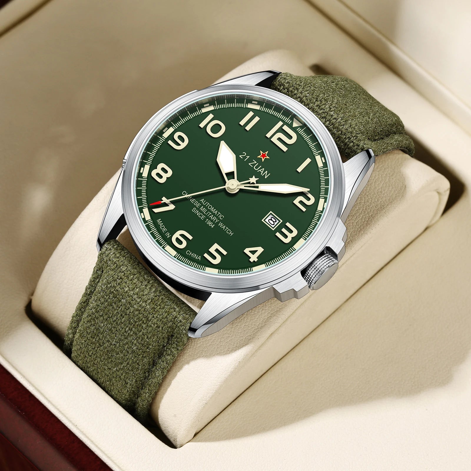 Sea-Gull Military 43mm Mechanical Men's Watch ST16 Automatic Luminous Watch Calendar 316L Stainless Steel Sapphire Watches D581