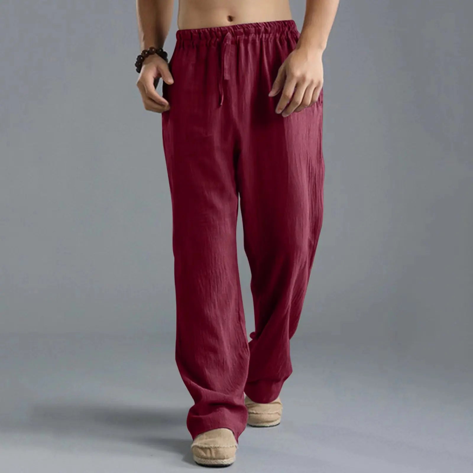 2026 New Men's Cotton Linen Pants Male Autumn New Breathable Solid Color Linen Trousers Fitness Streetwear S-5XL