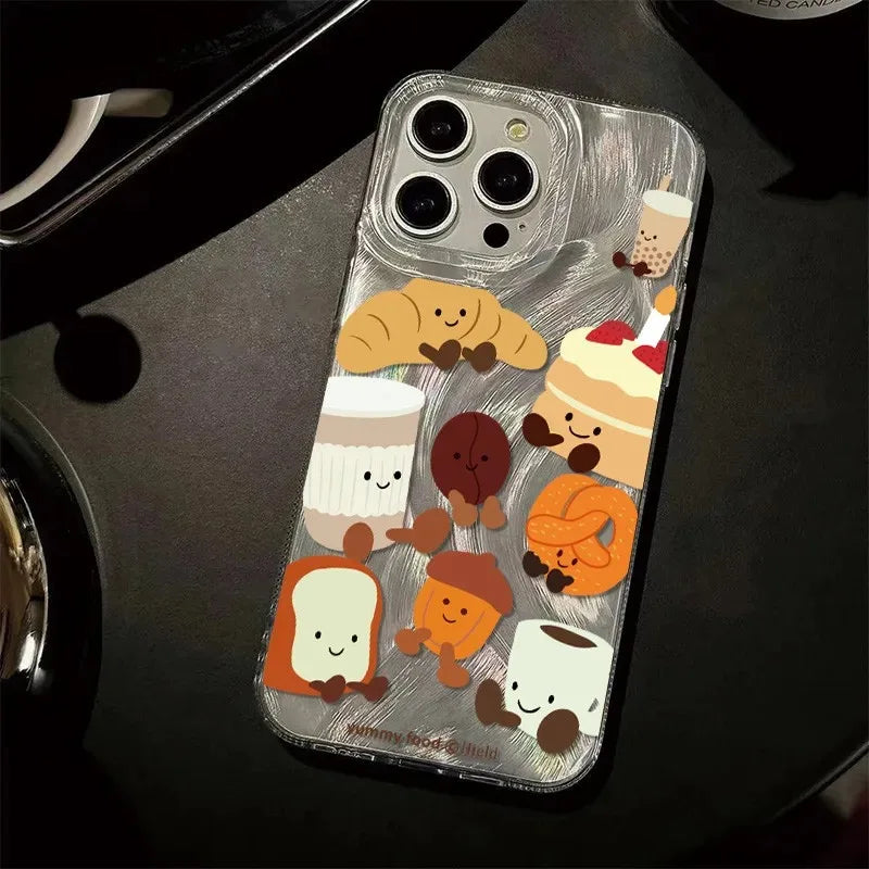 Delicious Dessert Bread Phone Case For iPhone 17 Pro Max Air 16 15 14 13 Pro Max 12 11 XS XR X Plus Fashion Cartoon Hard Cover